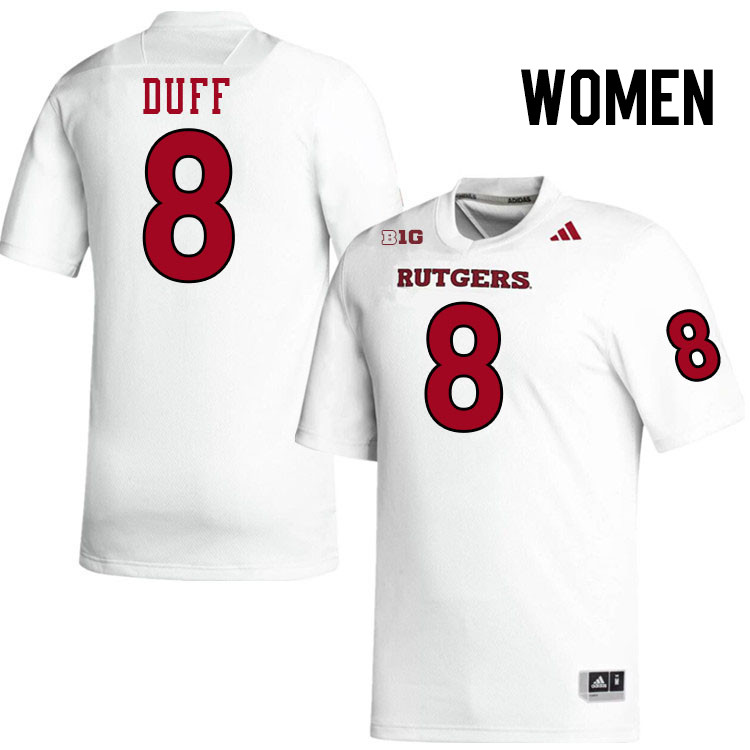 Women #8 KJ Duff Rutgers Scarlet Knights 2024 College Football Jerseys Stitched-White